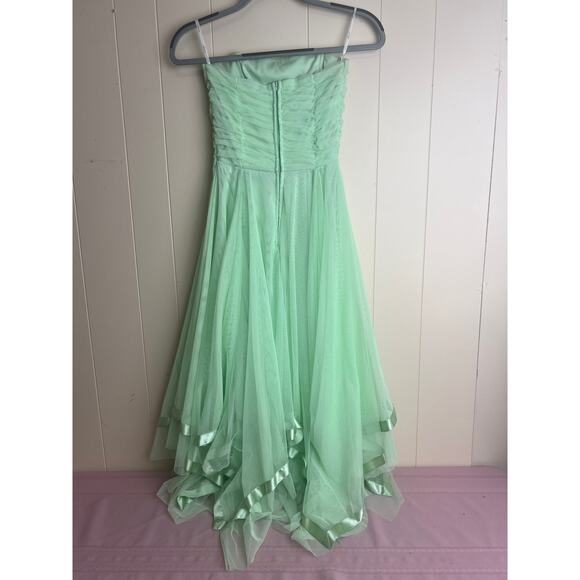 Vintage Masquerade Lime Green Neon Handkerchief Hem Dress - Picture 4 of 10